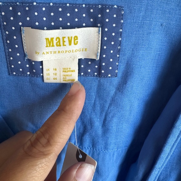 Maeve by Anthropologie Sky Blue Midi linen blend Dress - Picture 8 of 13